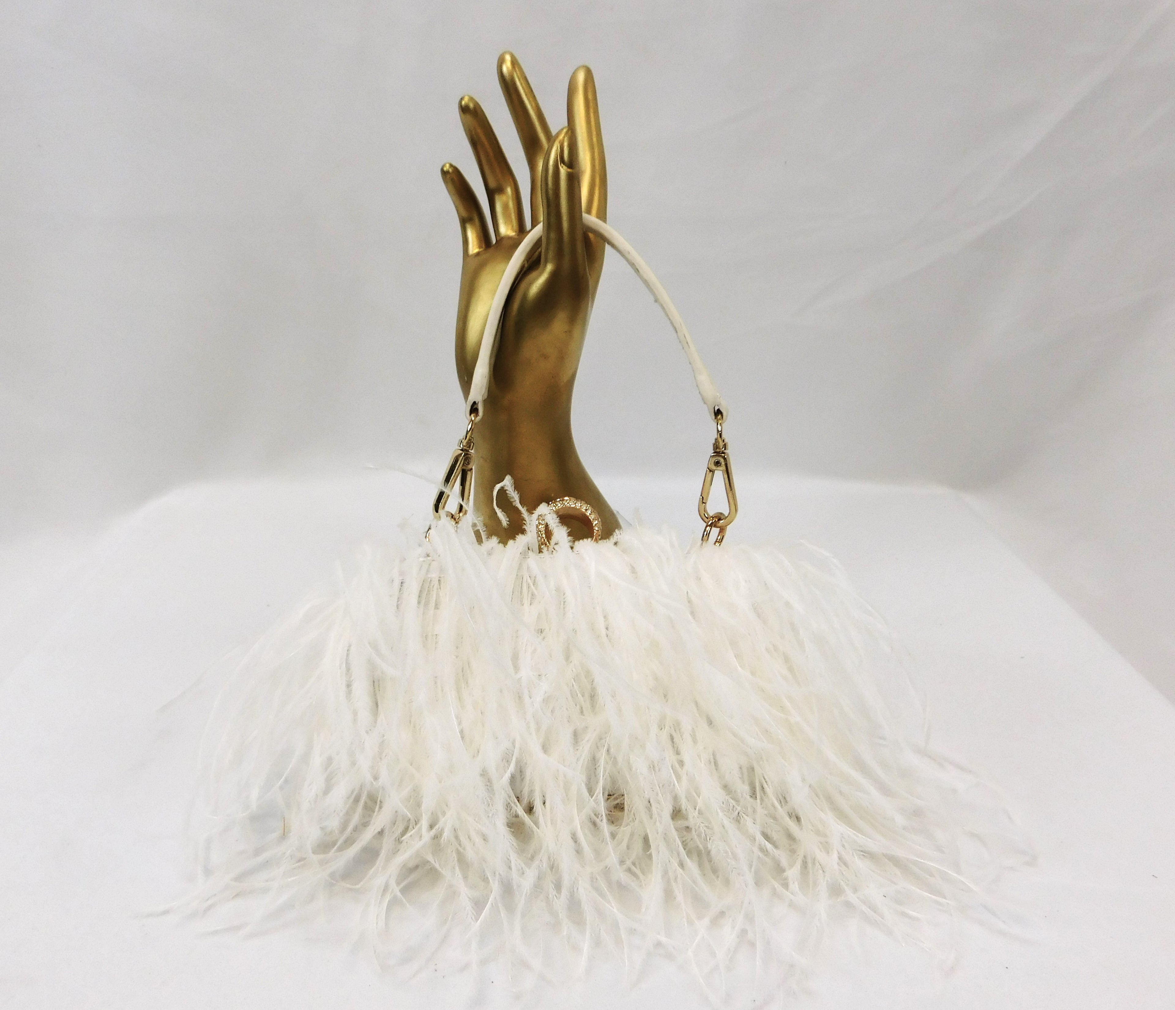 Ostrich Feather & Crystal Ring Clutch