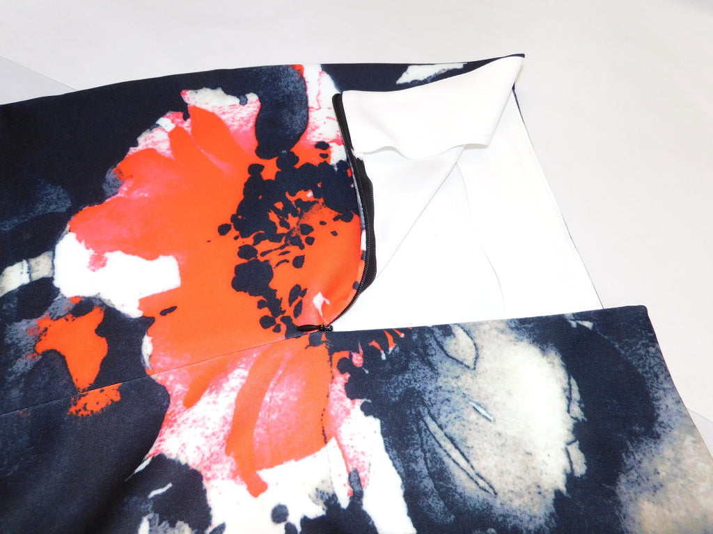 Ostrich Feather Hem Floral Pencil Skirt