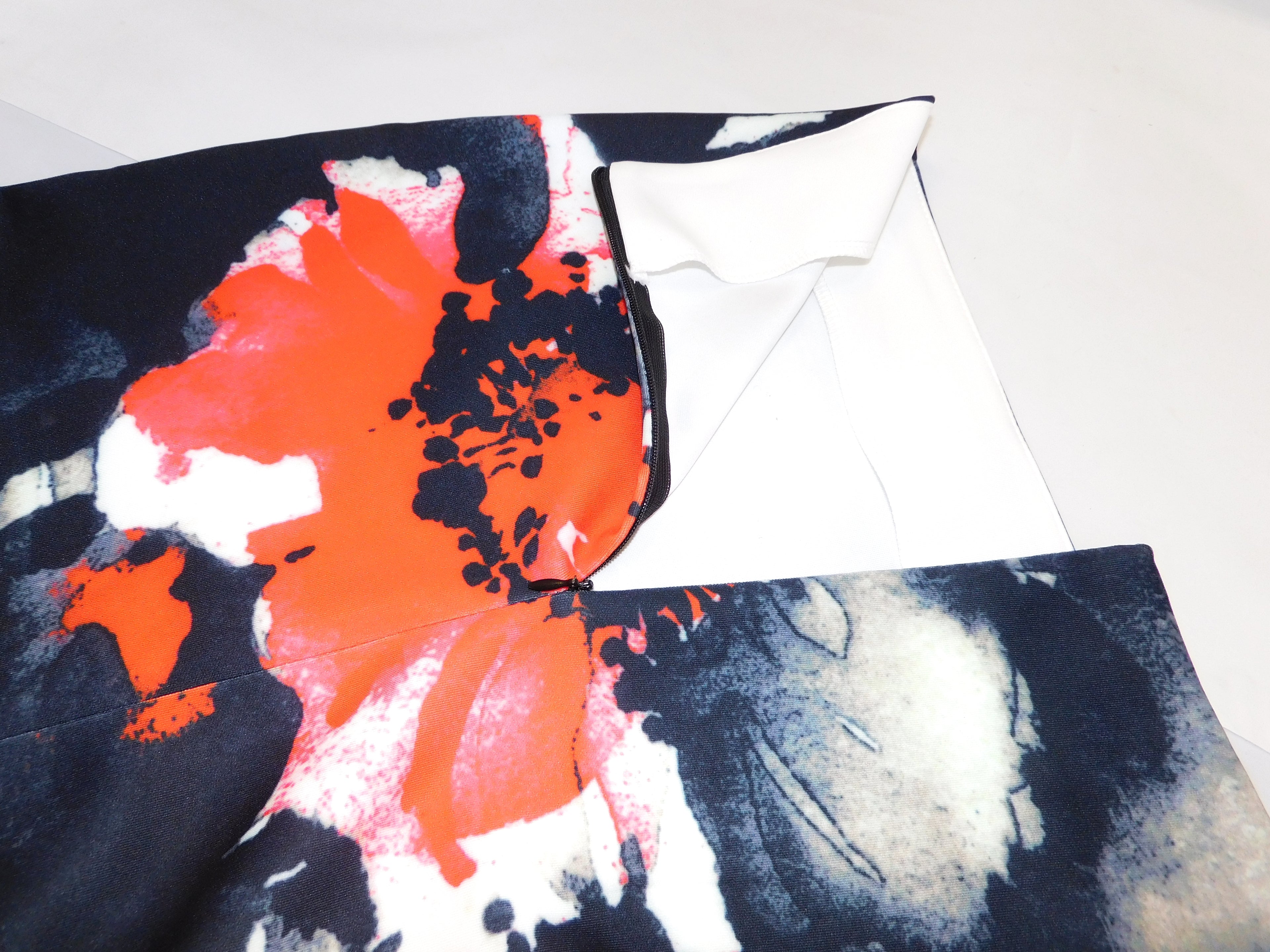 Ostrich Feather Hem Floral Pencil Skirt