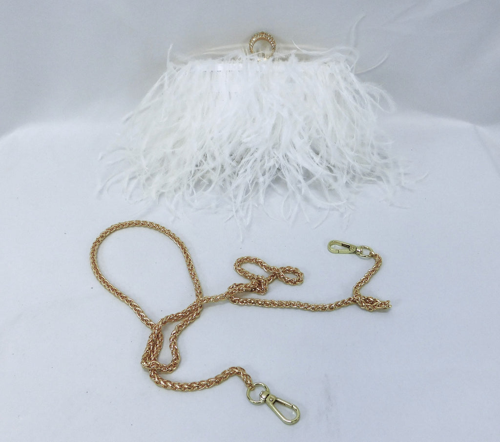 Ostrich Feather & Crystal Ring Clutch