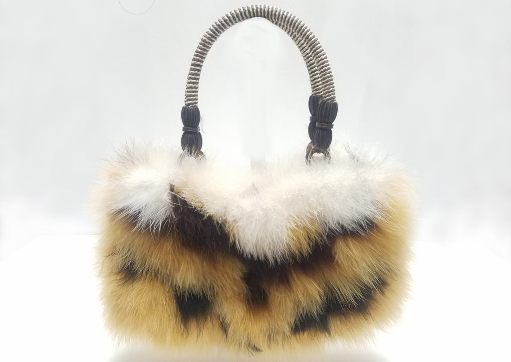 Tiger Marabou Feather Faux Fur Handbag