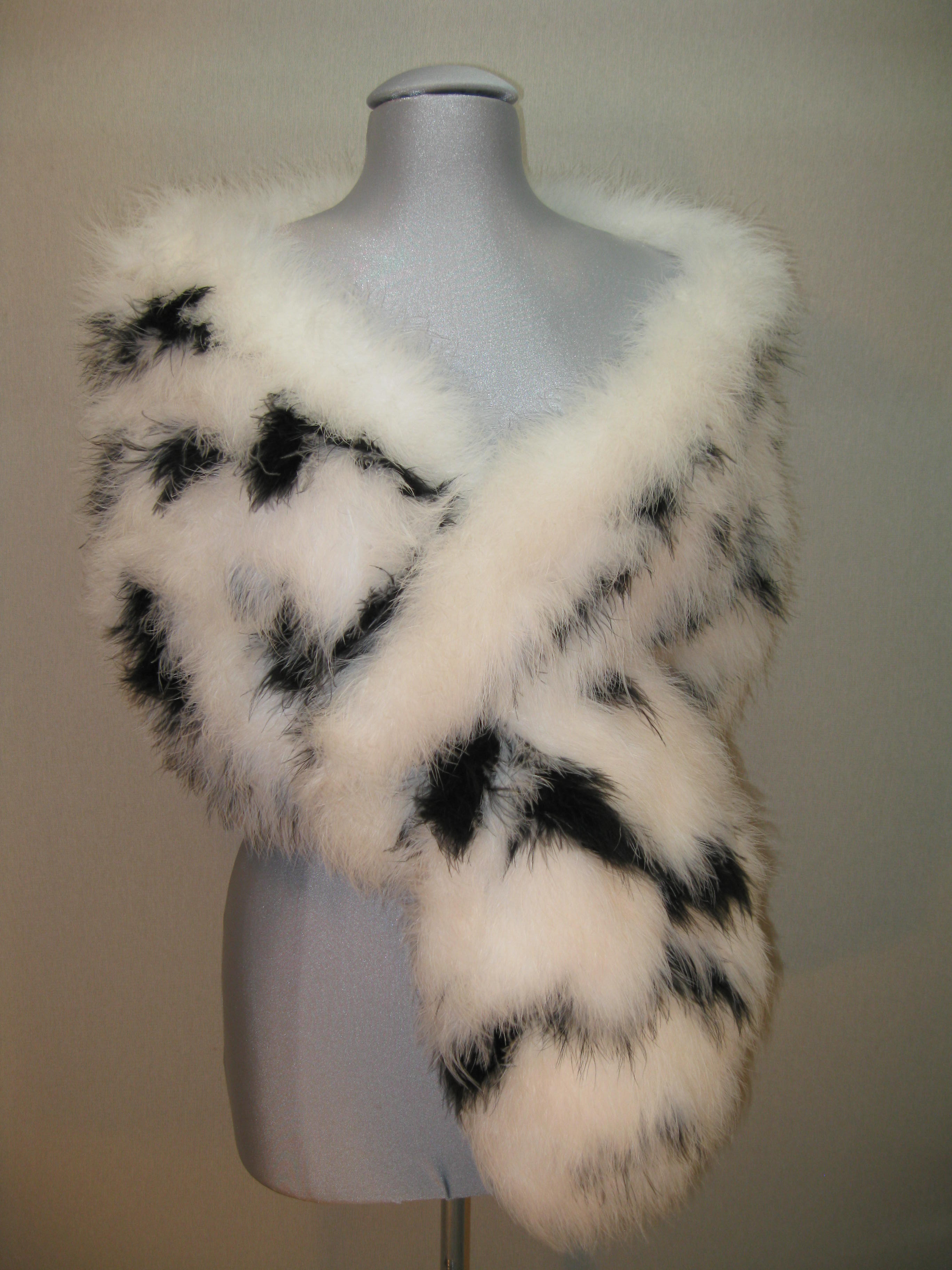 Marabou Feather Zebra Pull-thru Scarf