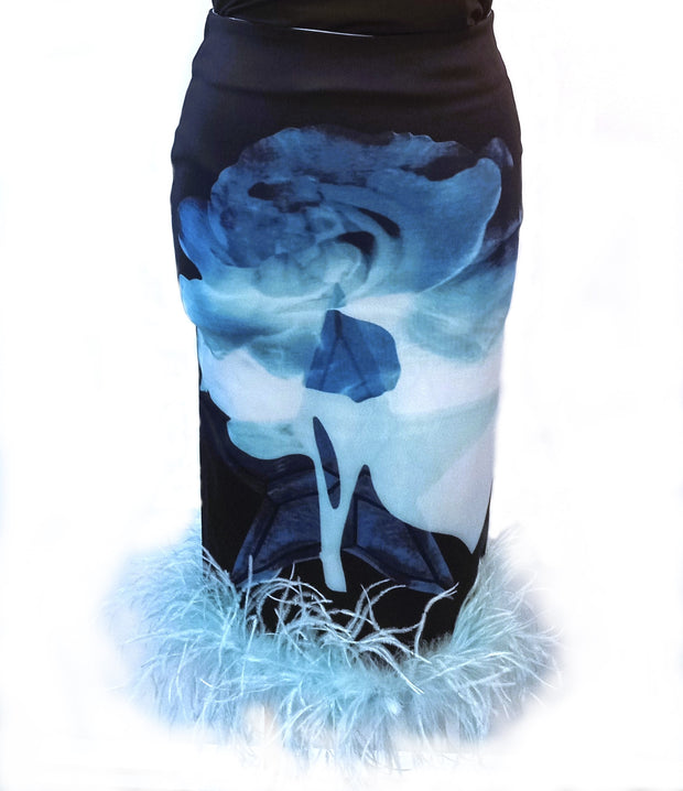 'Blu-Flora' Pencil Skirt