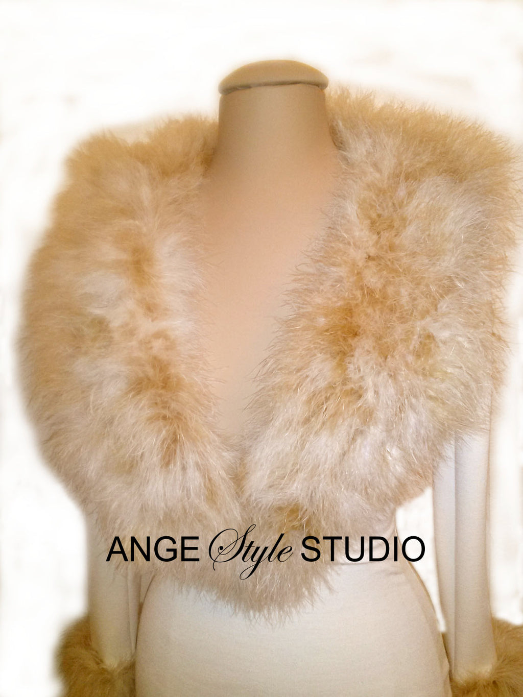 Ponte Knit Bodycon Dress with Marabou Feather Shawl Collar & Cuffs