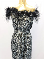 Stenciled Ostrich Feather Animal print Jumpsuit