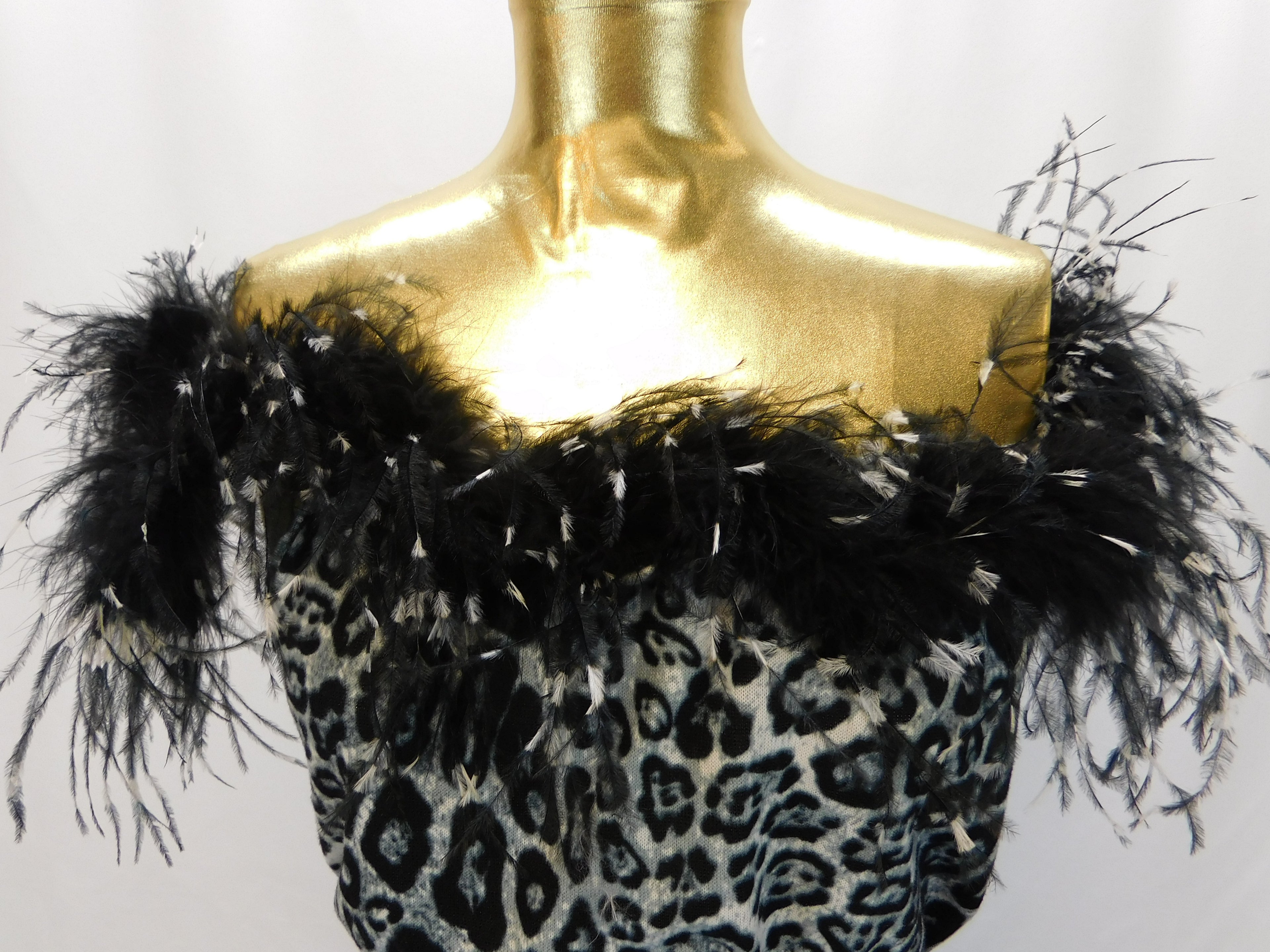 Stenciled Ostrich Feather Animal print Jumpsuit