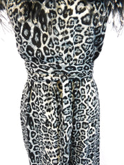 Stenciled Ostrich Feather Animal print Jumpsuit