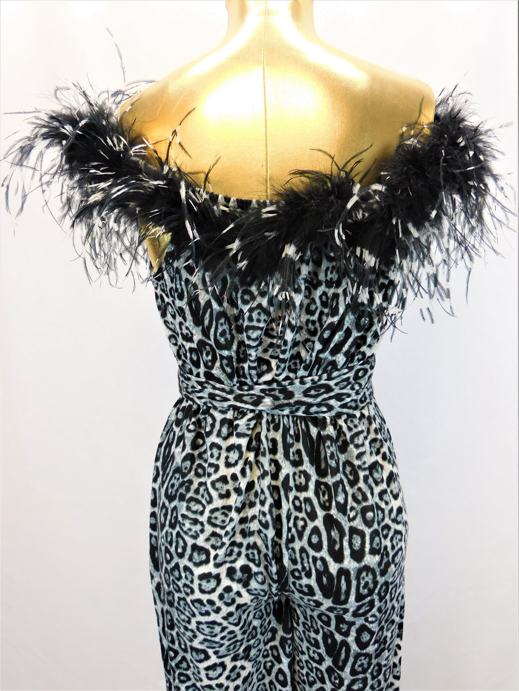 Stenciled Ostrich Feather Animal print Jumpsuit