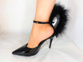 Patent leather and Marabou Feather Shoe