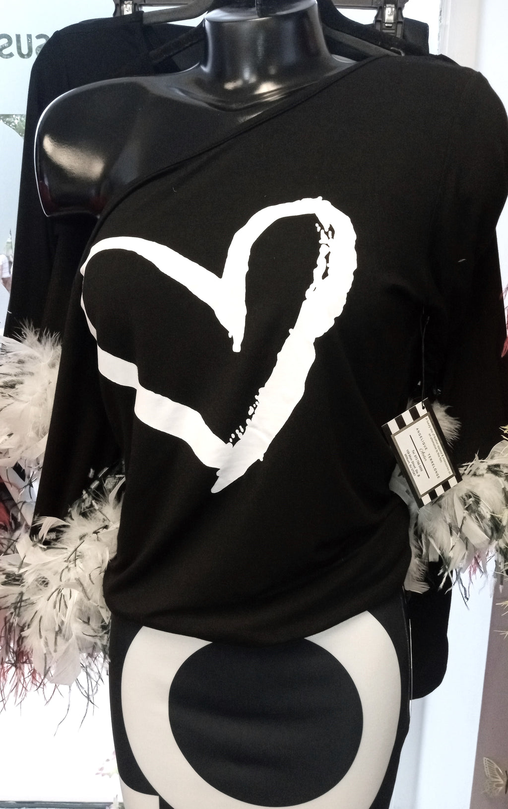 Feather Cuff Slouchy Shoulder Top