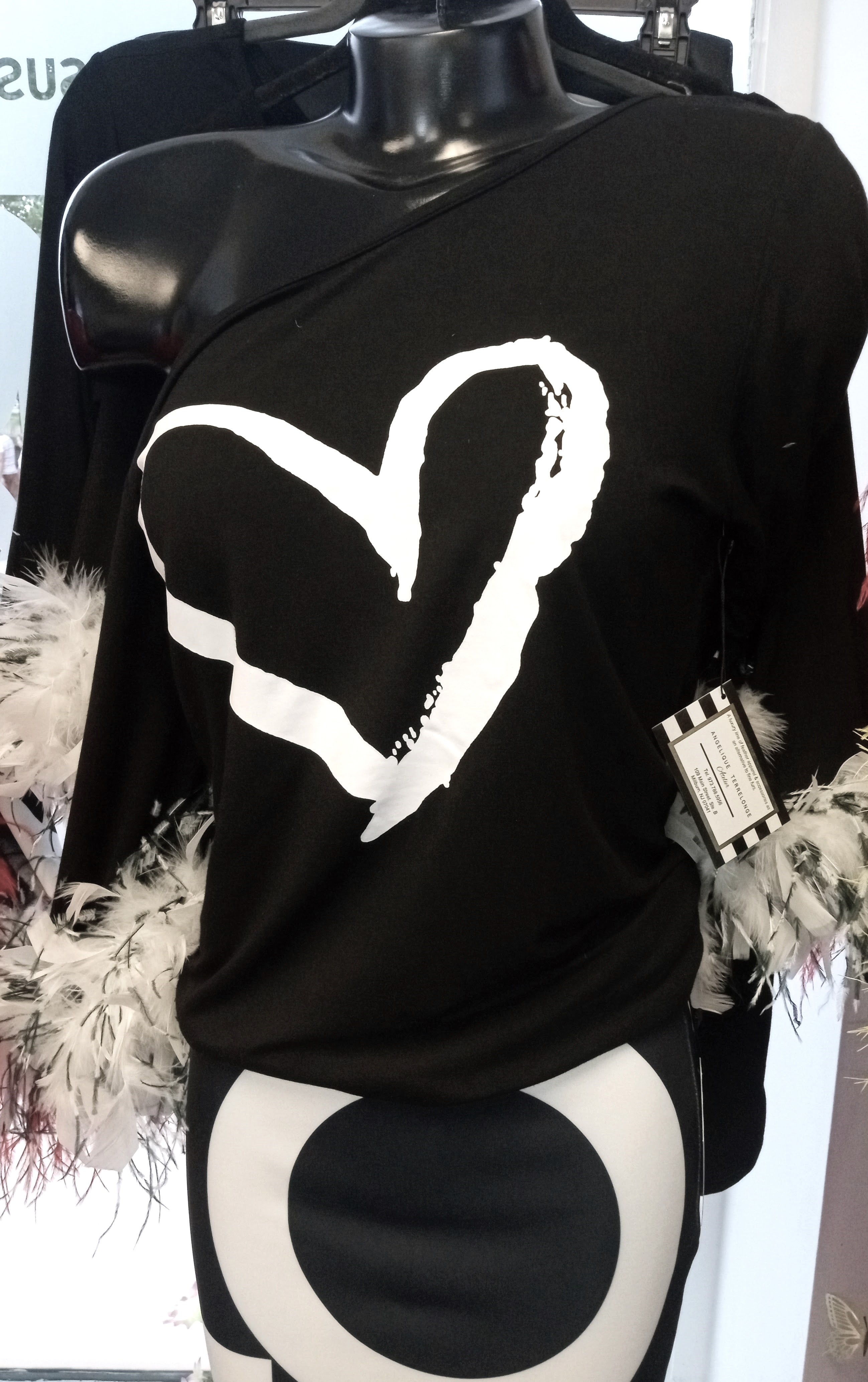 Feather Cuff Slouchy Shoulder Top