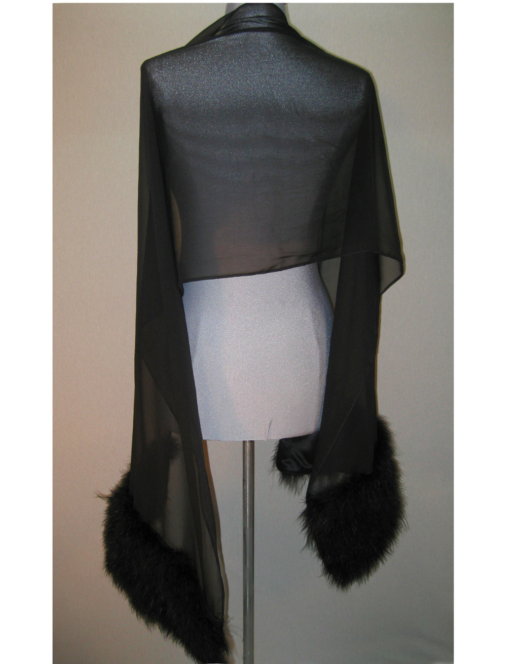 Faux Fur Feather Chiffon Shawl