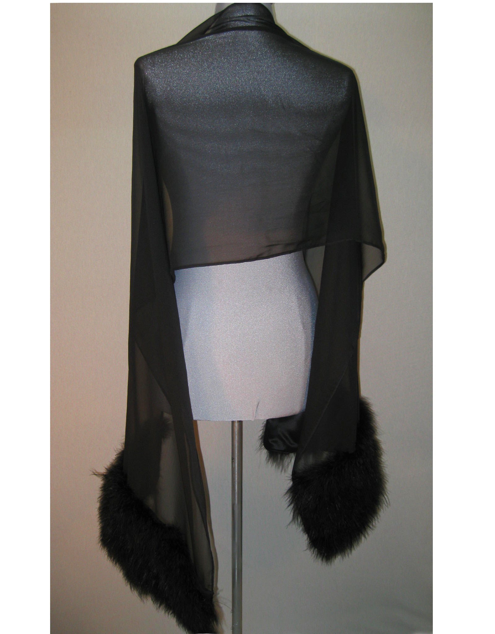 Faux Fur Feather Chiffon Shawl