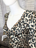 Cheetah Printed V-neck Top with Ostrich Feather Trim Sleeves
