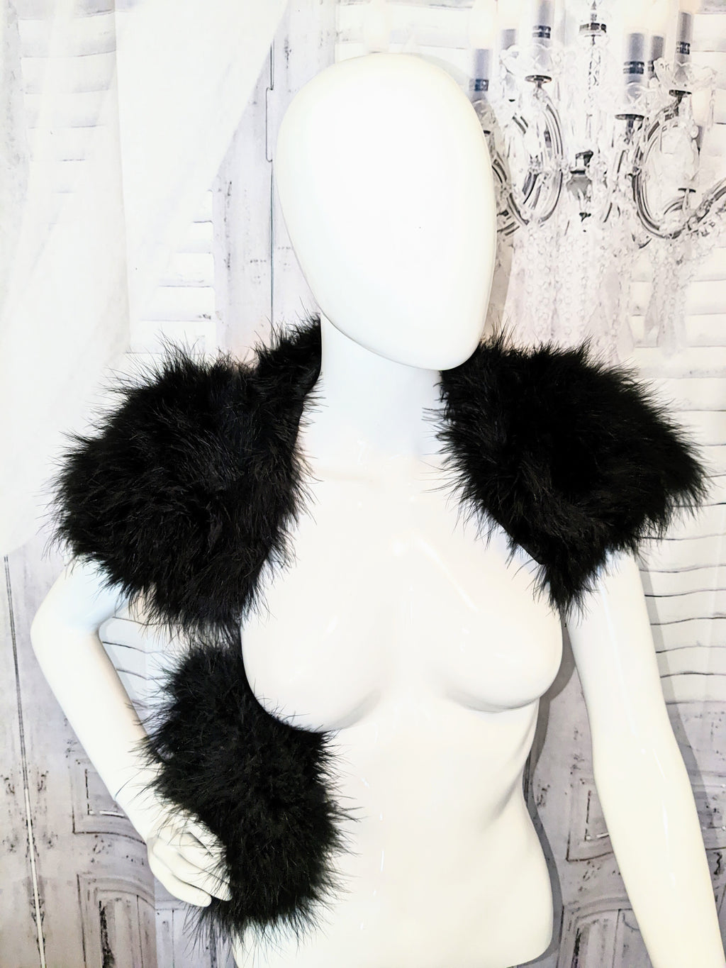 Faux Fur Feather Shrug and Clutch Set