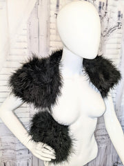 Faux Fur Feather Shrug and Clutch Set