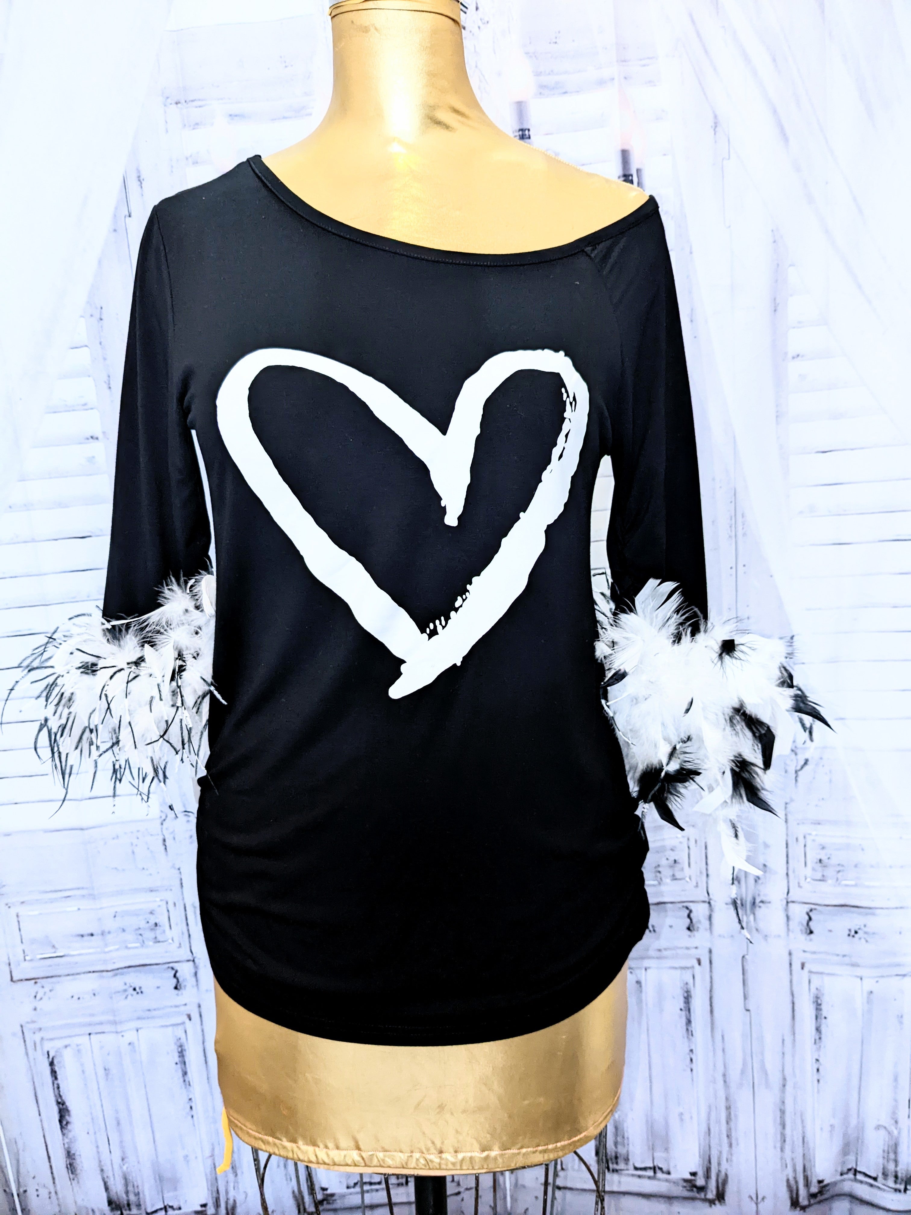 Feather Cuff Slouchy Shoulder Top