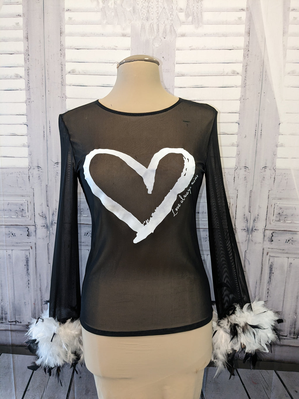 'Open Heart' Stretch Mesh Top