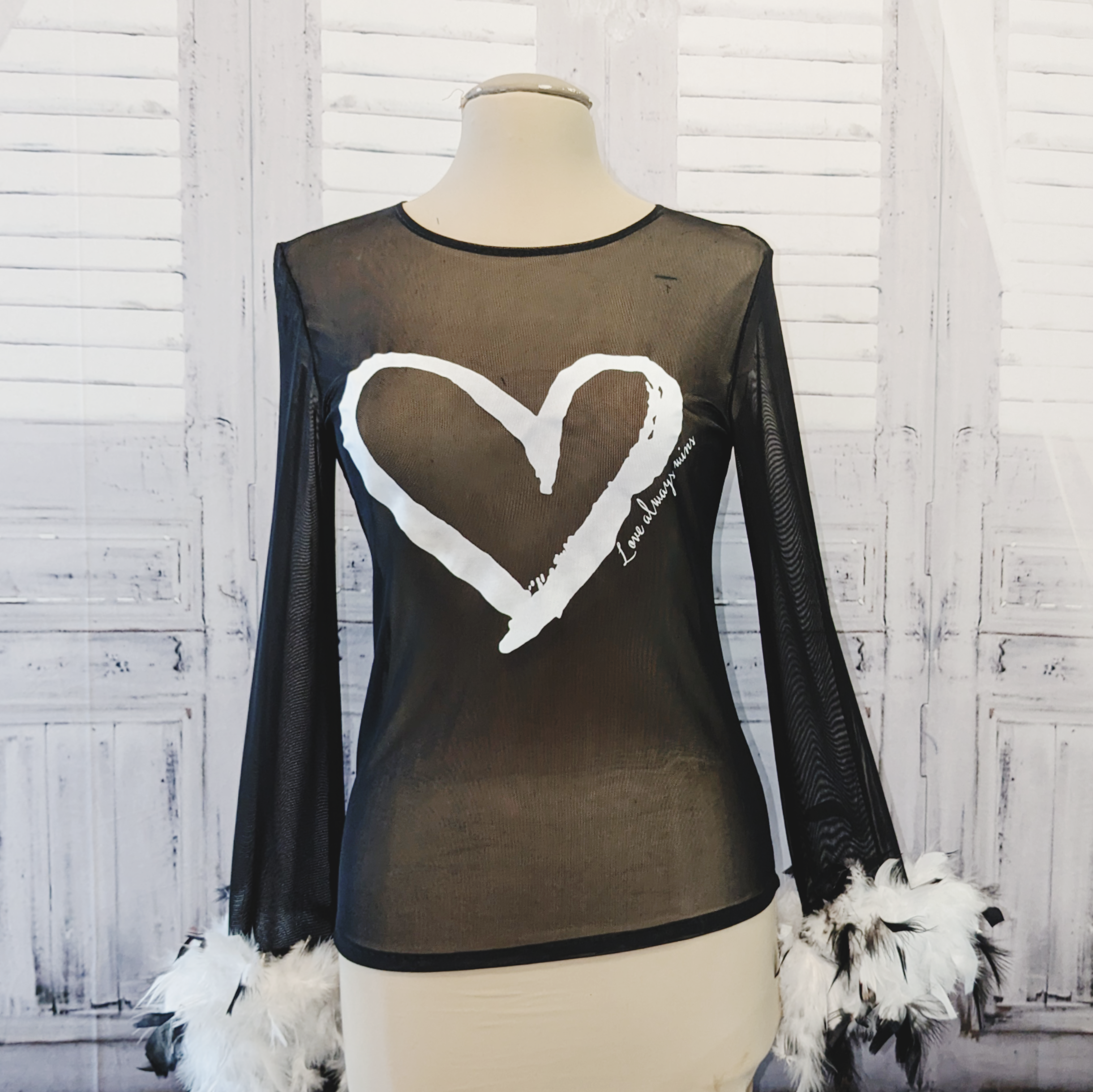 'Open Heart' Stretch Mesh Top