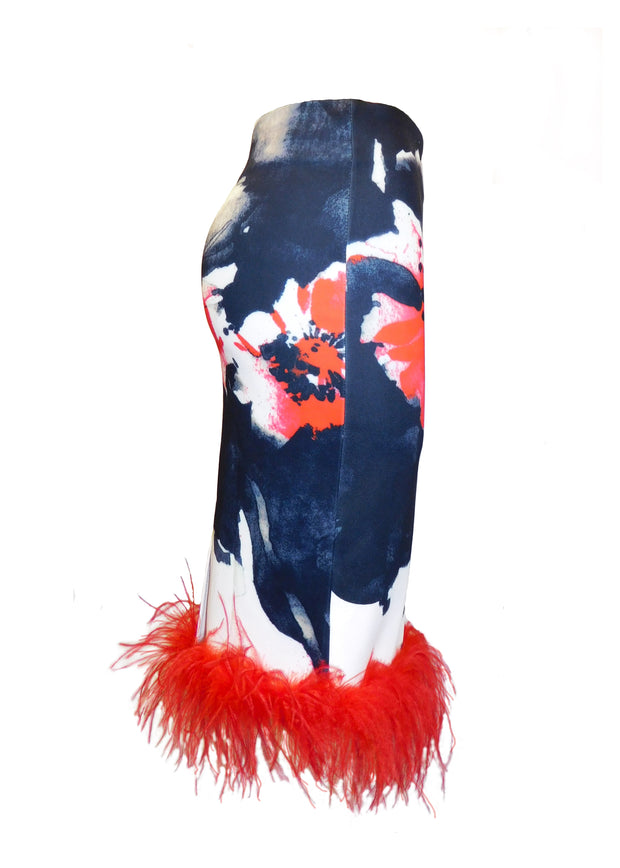 'Rojo-Flora' Pencil Skirt