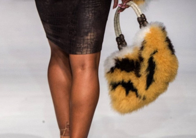 Tiger Marabou Feather Faux Fur Handbag