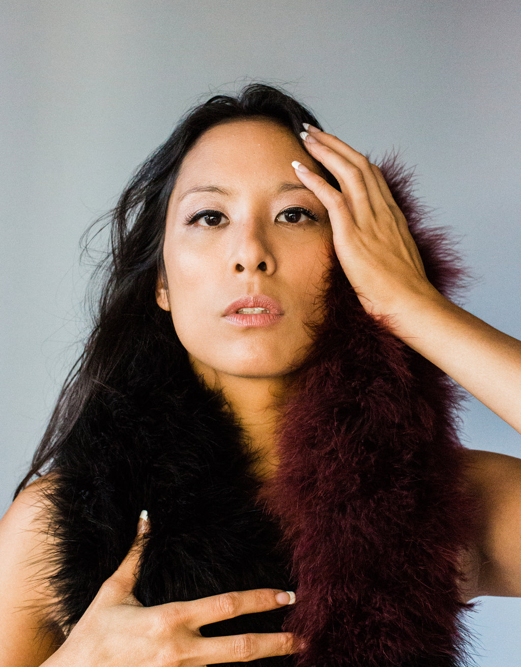 Marabou Feather two-color infinity scarf