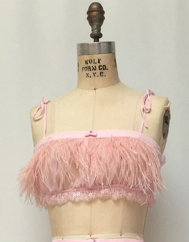 Ostrich Feather & Silk Chiffon Bralette