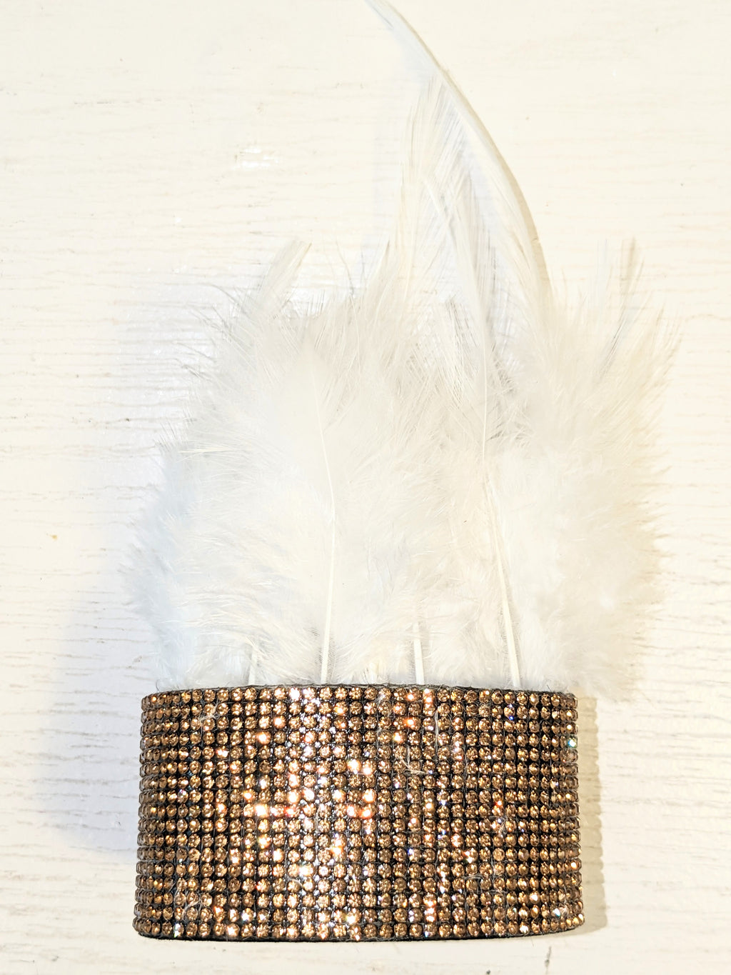 Feather and Crystal Lock Cuff Bracelet