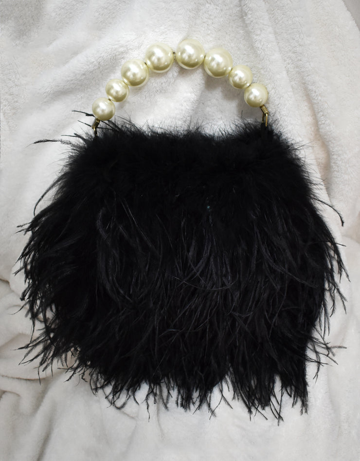 Ostrich Feather Purse with Pearl Beaded Handle – Fashionista